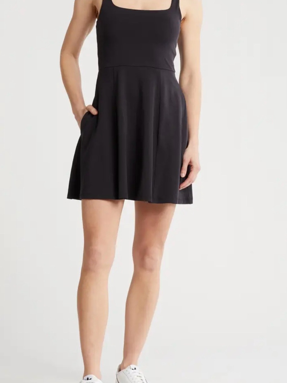 NWT Beyond Yoga Charmed Mini Dress flare pockets Black Sz S